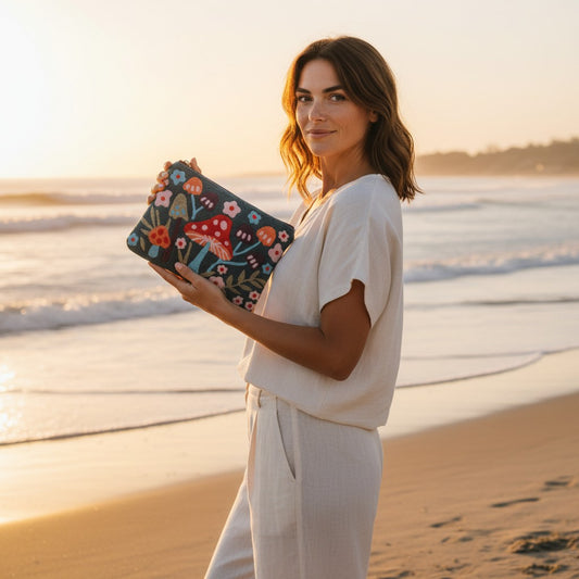 Mushroom - Embroidered Carry All - Mellow Monkey