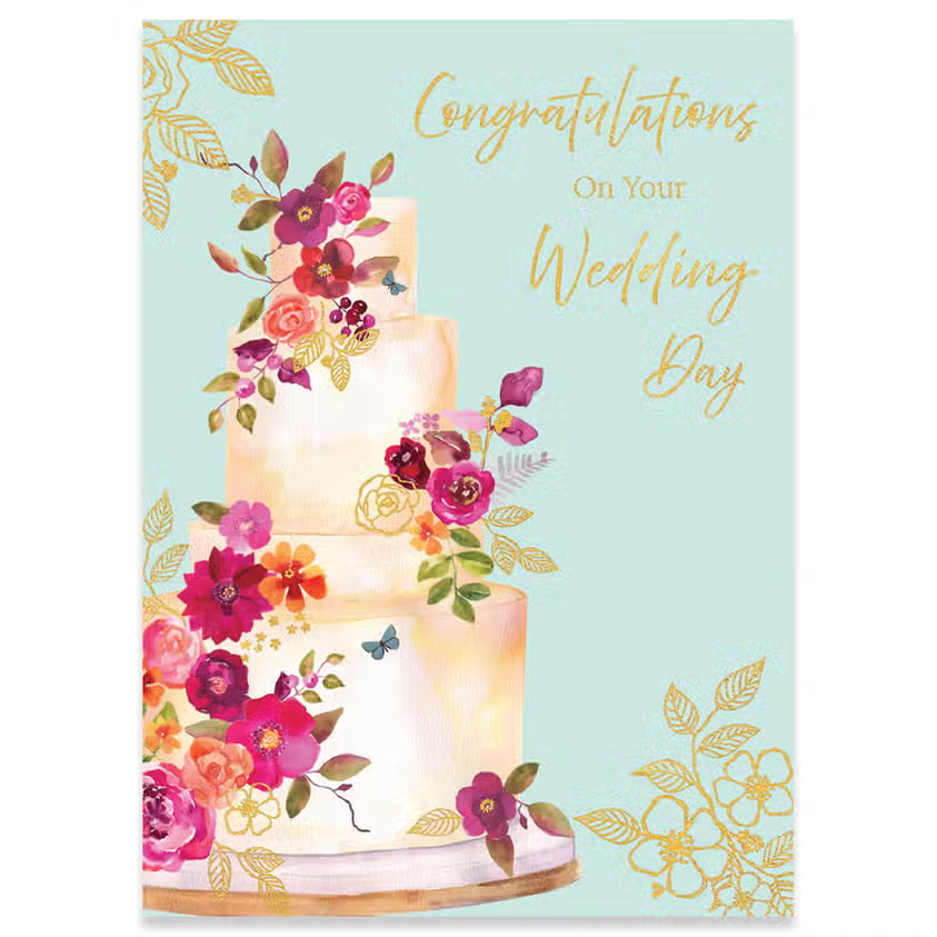 Congratulations On Your Wedding Day - Wedding Cake Greeting Card - Mellow Monkey
