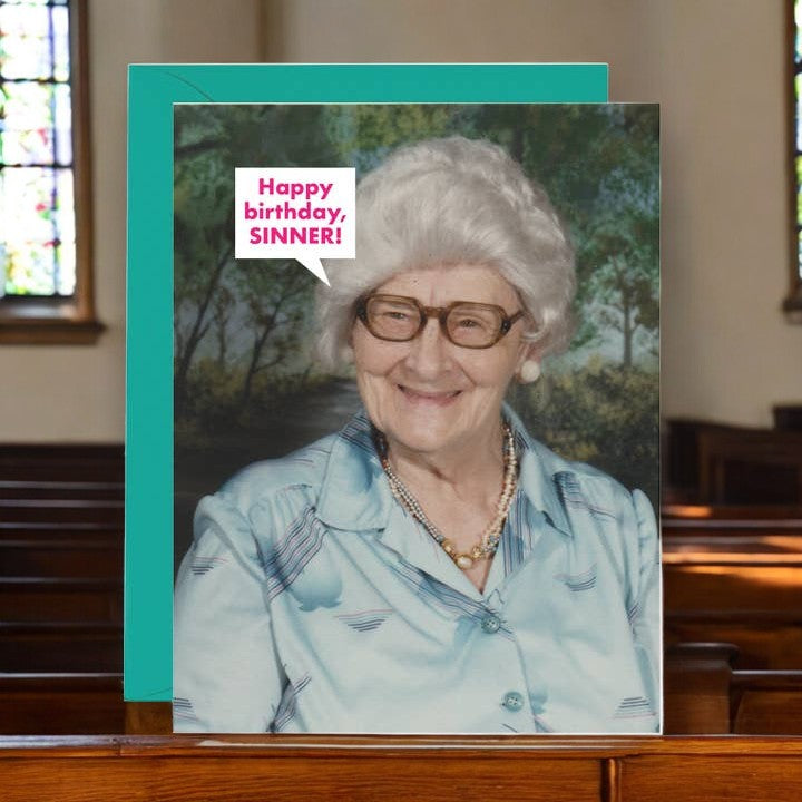 Happy Birthday, Sinner! - Birthday Greeting Card - Mellow Monkey