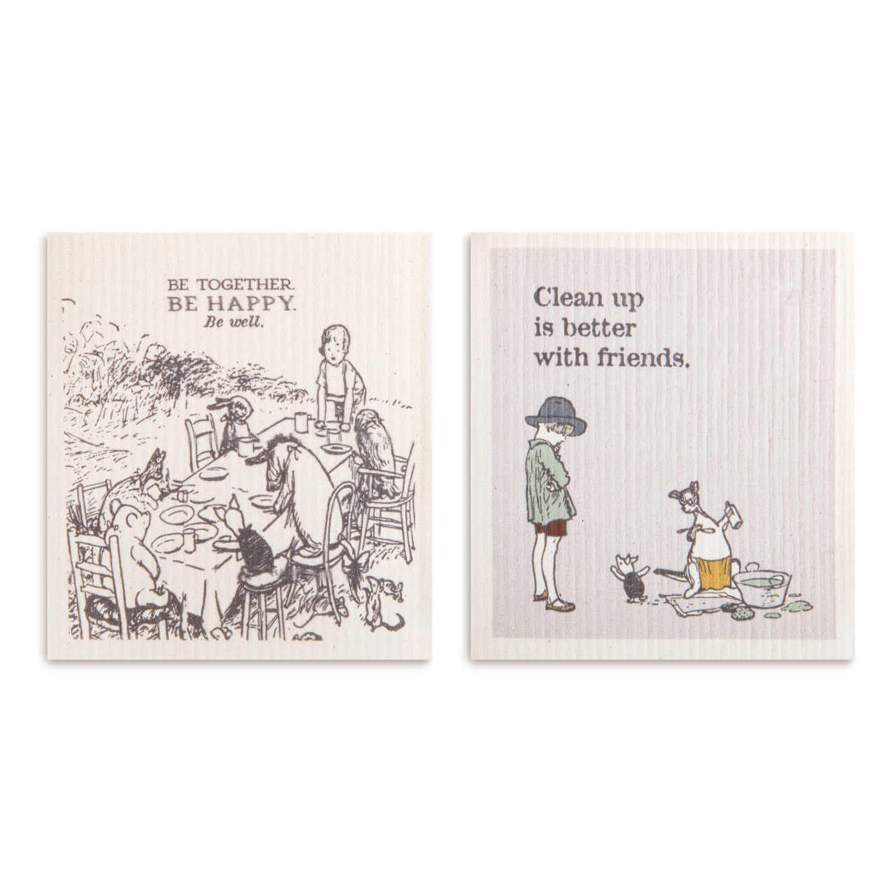 Better with Friends - Winnie the Pooh Themed Swedish Dishcloths - Mellow Monkey