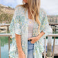 Sage Floral Printed Ruffle Sleeve Chiffon Kimono Cover Up - Mellow Monkey
