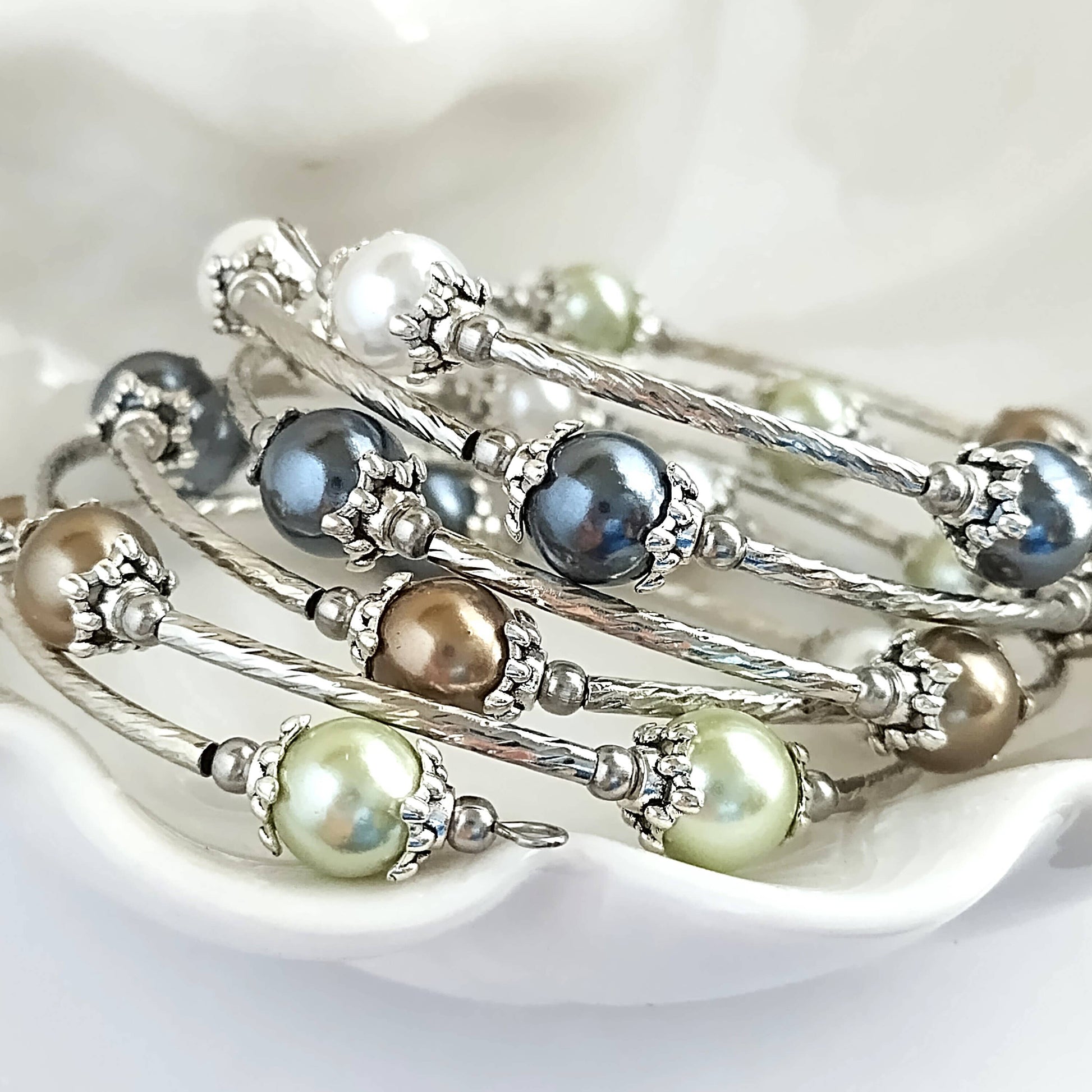 Earthy Wrap Bracelet - Memory Wire Bracelet - Mellow Monkey