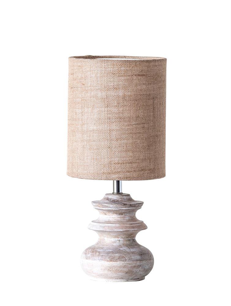 Bleached Mango Wood Table Lamp with Jute Shade - 13-1/2-in - Mellow Monkey