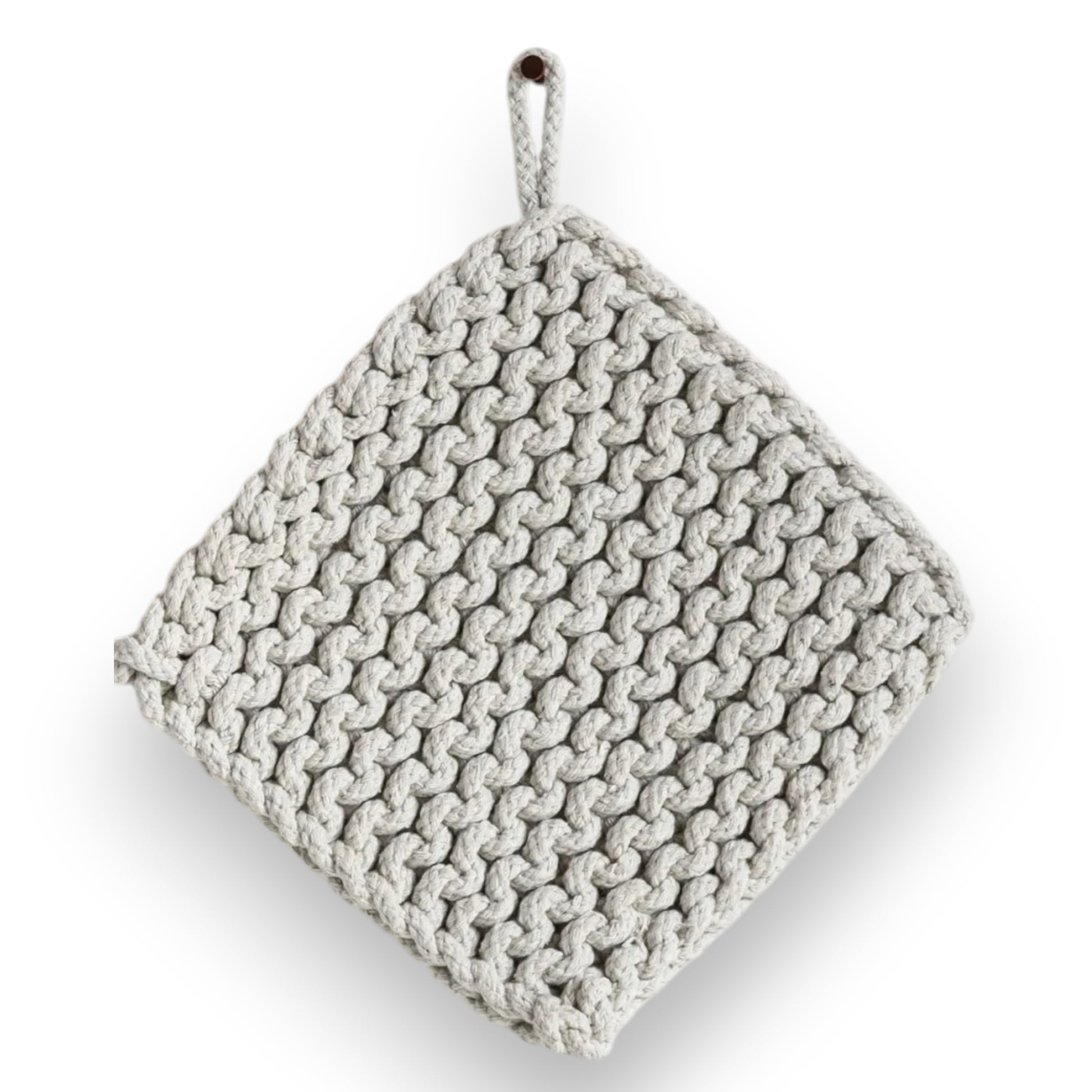 Crocheted Pot Holder - Thick Cotton - Neutrals - 8-in - Mellow Monkey