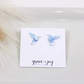 Hummingbird Acrylic Stud Earrings - Blue/White - Mellow Monkey