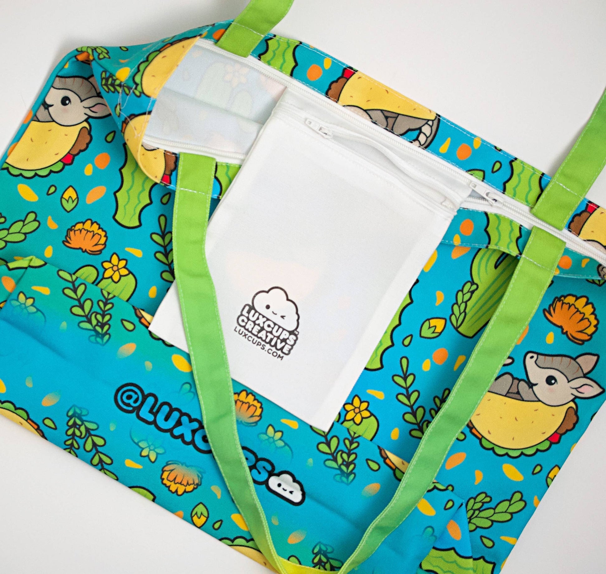 Tacodillo Tote Bag - Zippered Pocket - Washable - Mellow Monkey