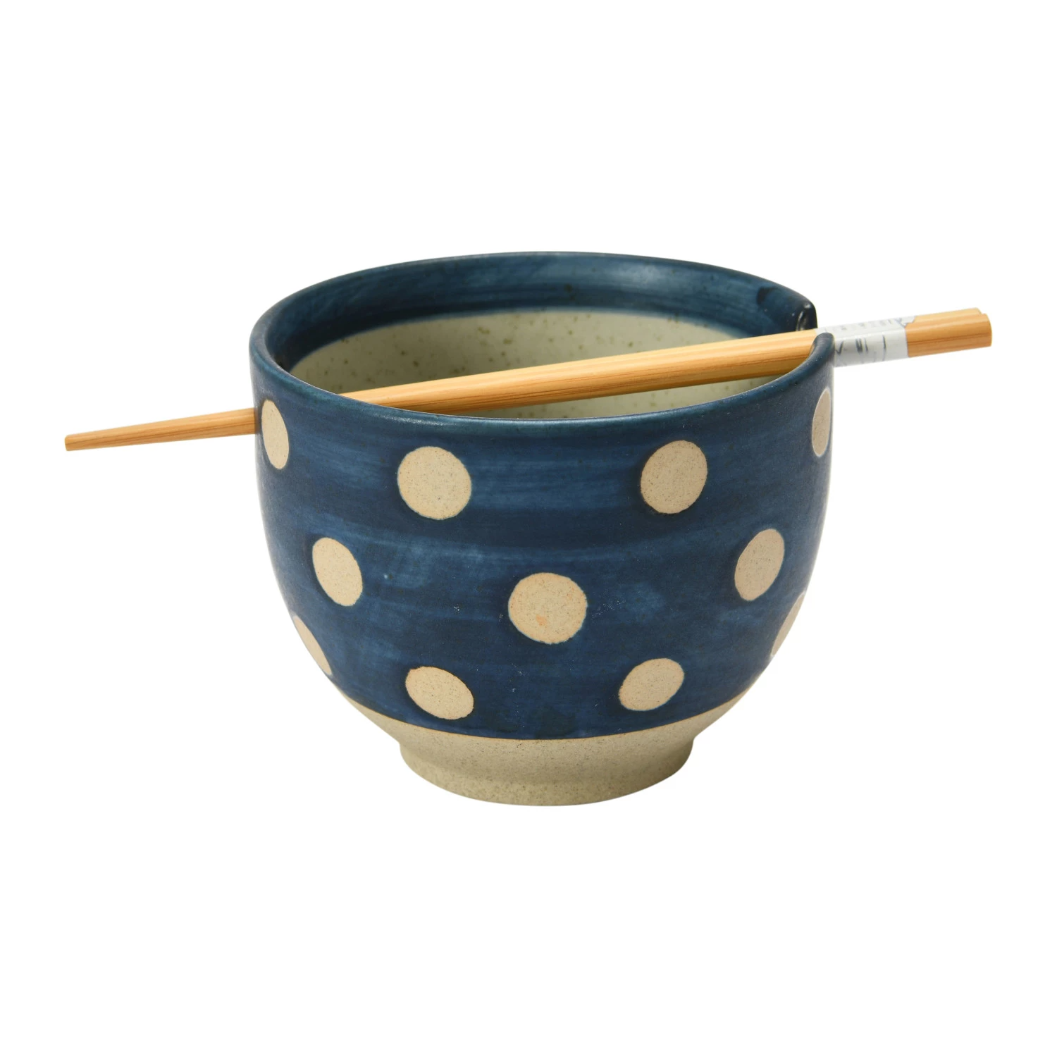 Polka Dot Stoneware Bowl with Chopsticks - Mellow Monkey