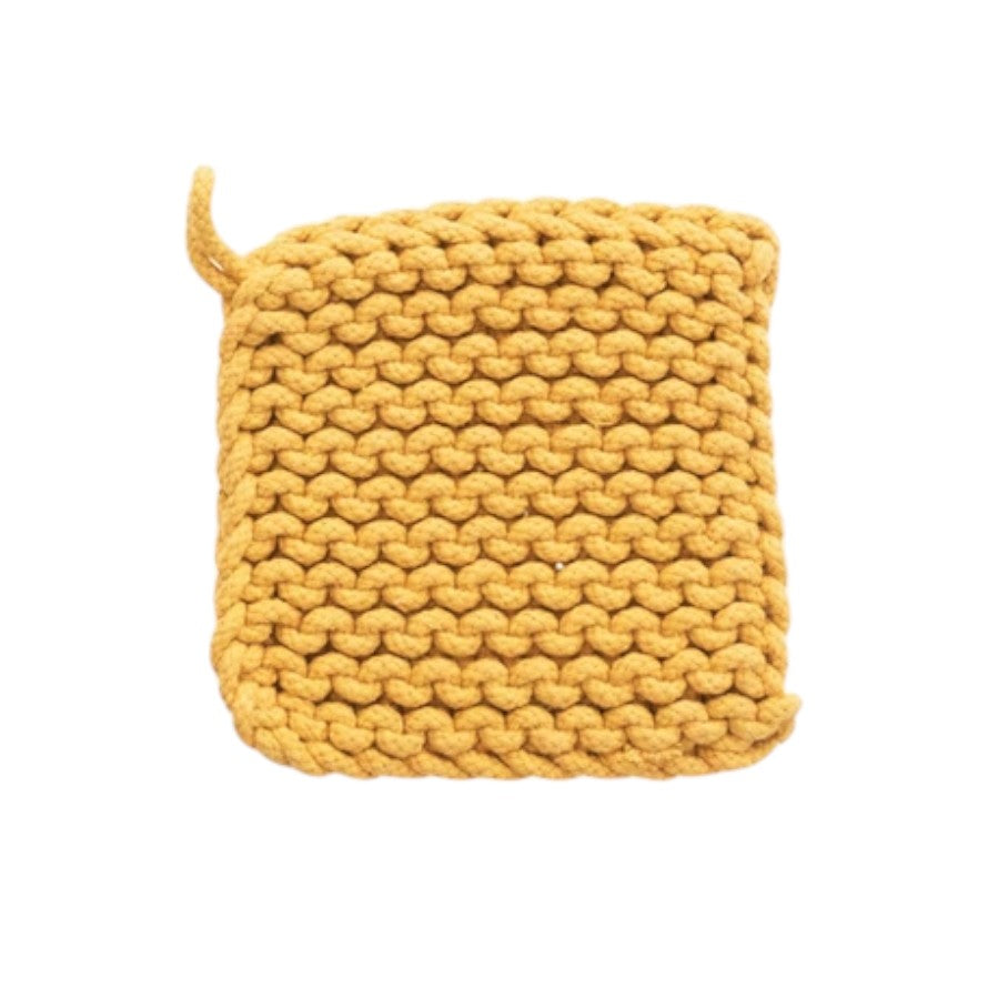 Crocheted Pot Holder - Thick Cotton - 8-in Square - Bumble - Mellow Monkey