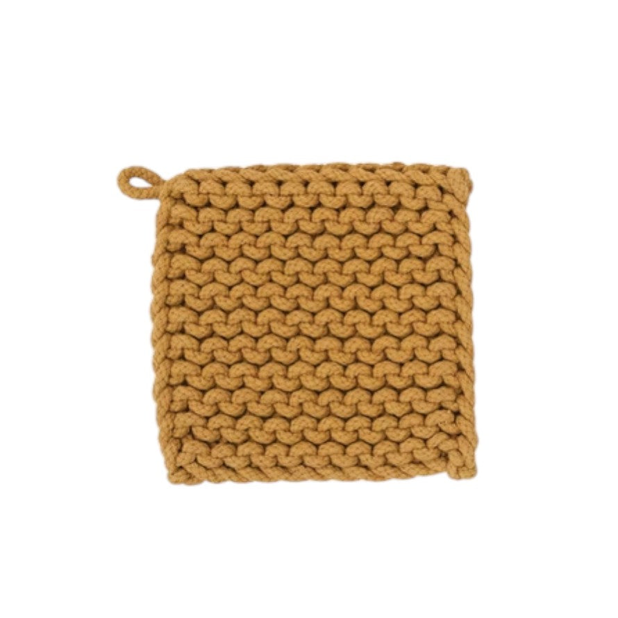 Cotton Crochet Pot Holder- 8-in Square- Spring - Mellow Monkey