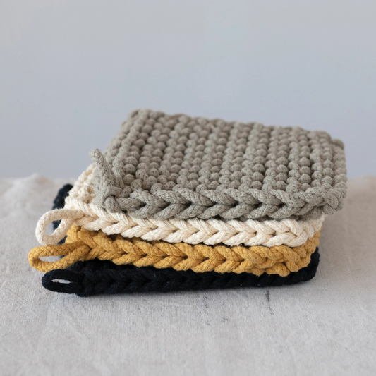 Crocheted Pot Holder - Thick Cotton - 8-in Square - Bumble - Mellow Monkey