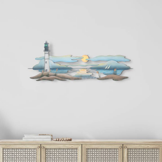 Lighthouse Horizontal Metal Wall Decor - Mellow Monkey