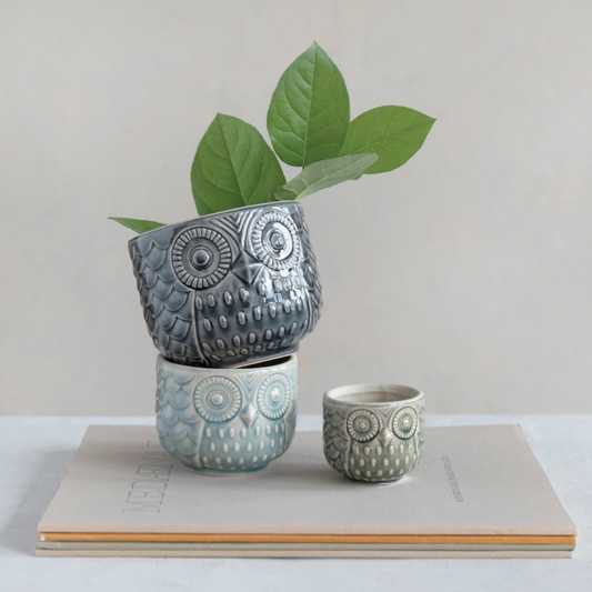 Decorative Stoneware Owl Container - Mellow Monkey