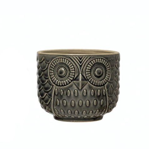 Decorative Stoneware Owl Container - Mellow Monkey