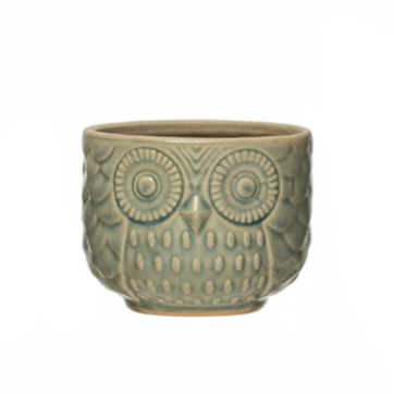 Decorative Stoneware Owl Container - Mellow Monkey