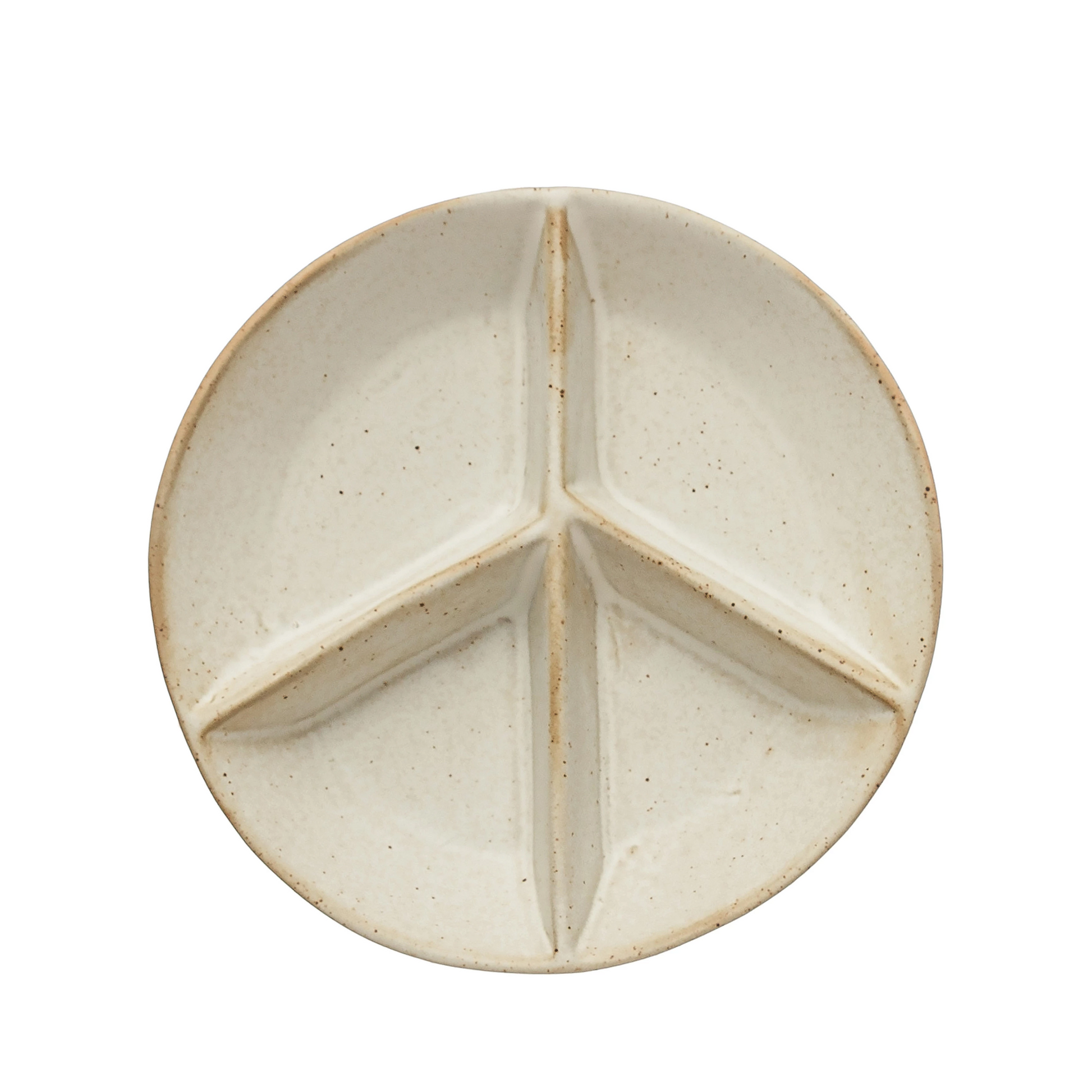 Stoneware Peace Sign Divided Dish with 4 Sections - 5-1/2-in - Mellow Monkey