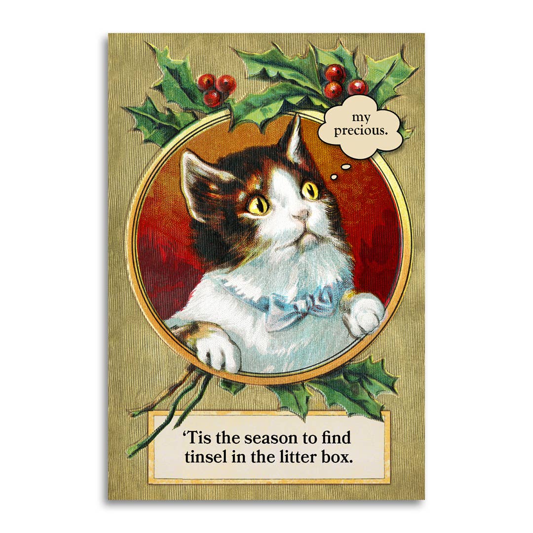 Cat Lover Christmas Card - Tinsel in the Litter Box Season - Mellow Monkey