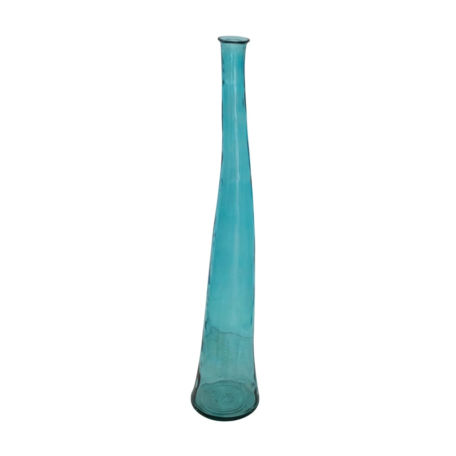 Aqua Recycled Glass Vase - 48-in - Mellow Monkey