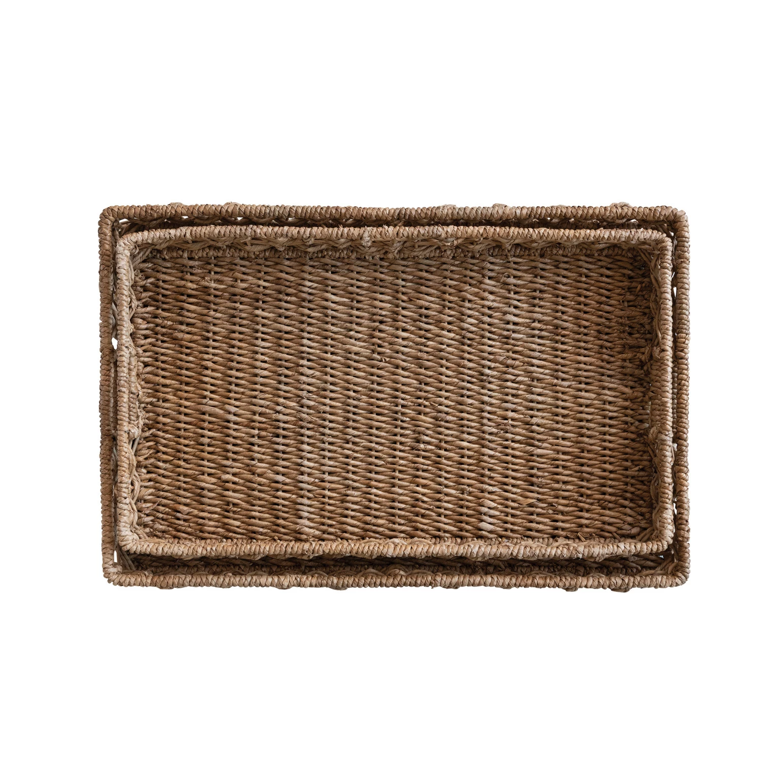 Decorative Hand-Woven Water Hyacinth & Rattan Tray with Handles - Mellow Monkey