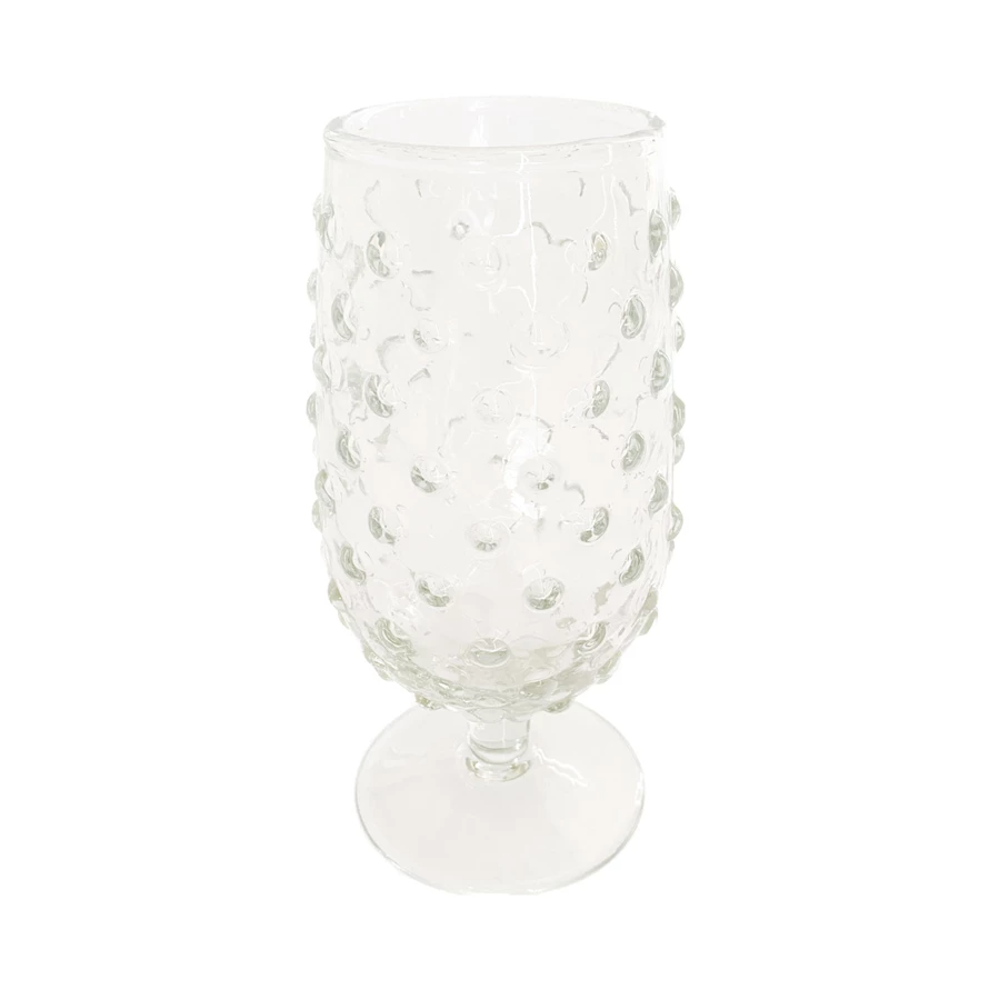 Recycled Glass Hobnail Stemmed Drinking Glass - 12-oz. - Mellow Monkey