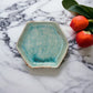 Aqua Crackle Glaze Stoneware Hexagon Dish - 6-in - Mellow Monkey