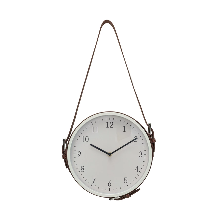 Hanging Wall Clock w/ Adjustable Leather Strap - Mellow Monkey