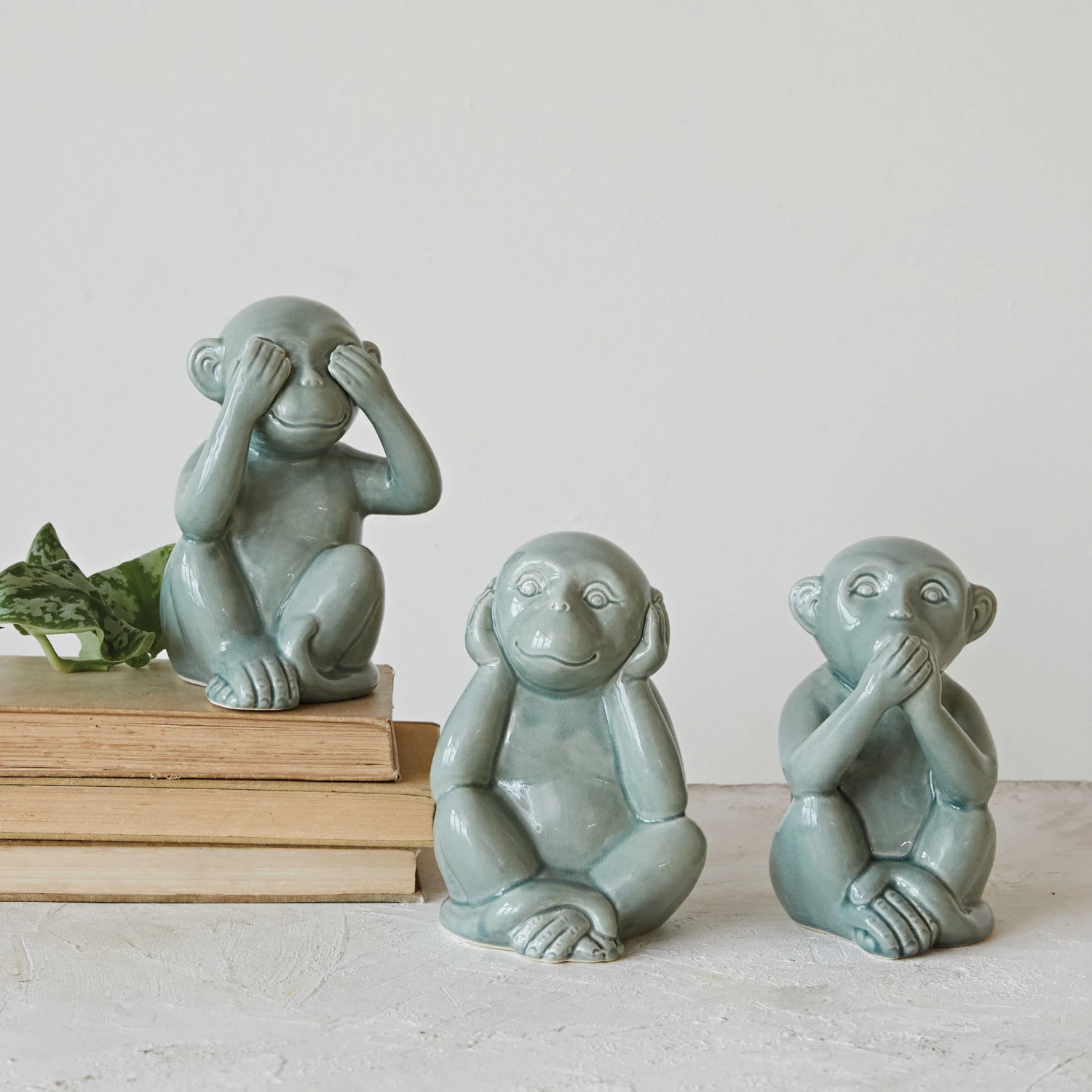 Stoneware Monkey Statue - 6-1/2-in - Mellow Monkey