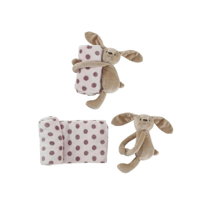 Plush Stuffed Animal with Matching Polka Dot Blanket - Mellow Monkey