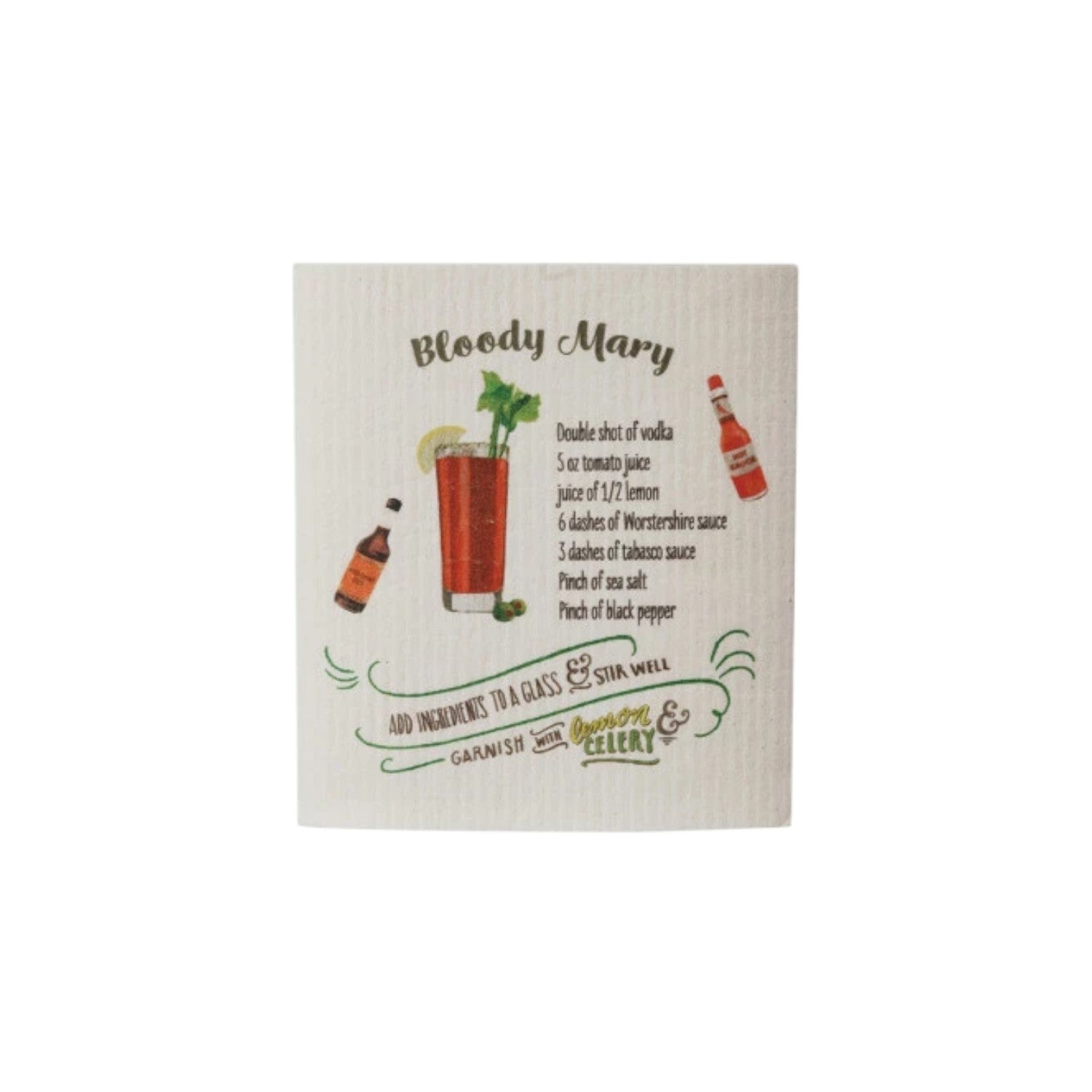 Bloody Mary Recipe Swedish Dishcloth - Mellow Monkey