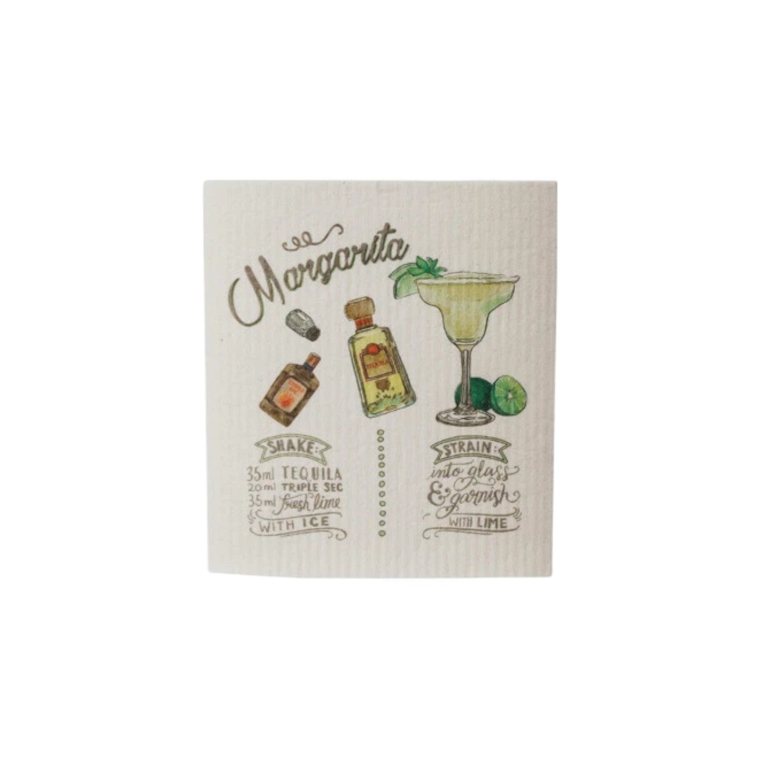 Margarita Recipe Swedish Dishcloth - Mellow Monkey