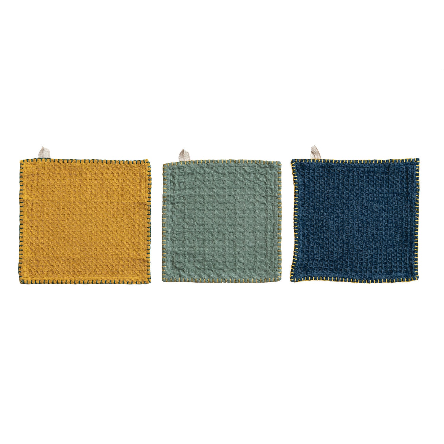 Cotton Waffle Weave Dish Cloths with Cutting Board - 10-1/2-in - Mellow Monkey