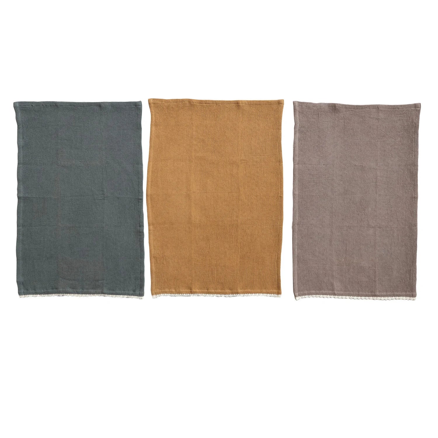 Cotton Waffle Weave Tea Towels with Cutting Board - 10-in - Mellow Monkey