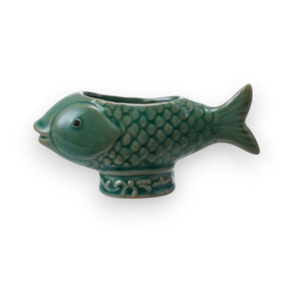 Stoneware Fish Shaped Container/Toothpick Holder - 4-1/2-in - Mellow Monkey