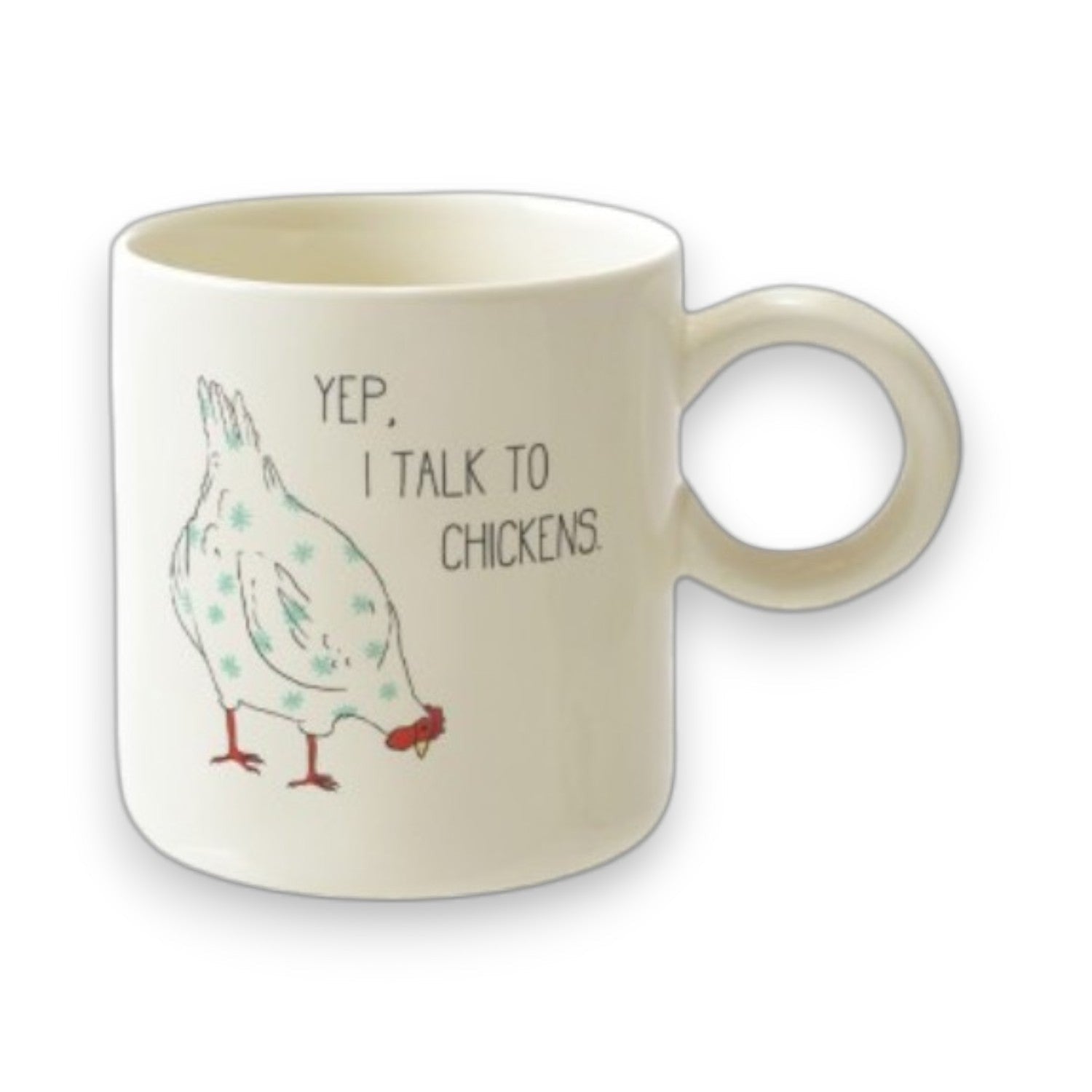 Stoneware Mug with Chicken and Saying - 15 oz. - Mellow Monkey
