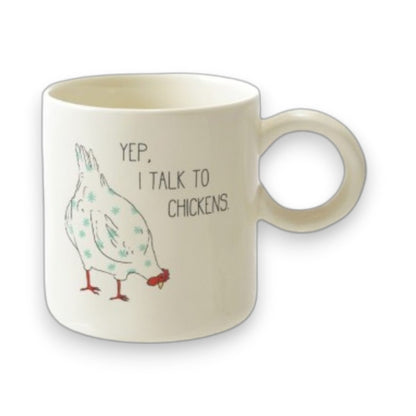 Stoneware Mug with Chicken and Saying - 15 oz. - Mellow Monkey