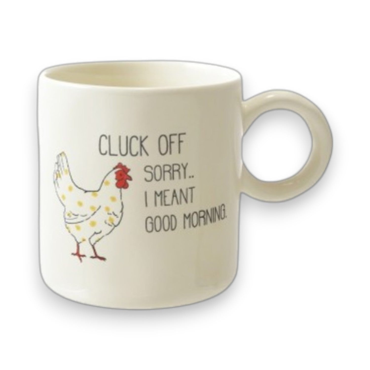 Stoneware Mug with Chicken and Saying - 15 oz. - Mellow Monkey