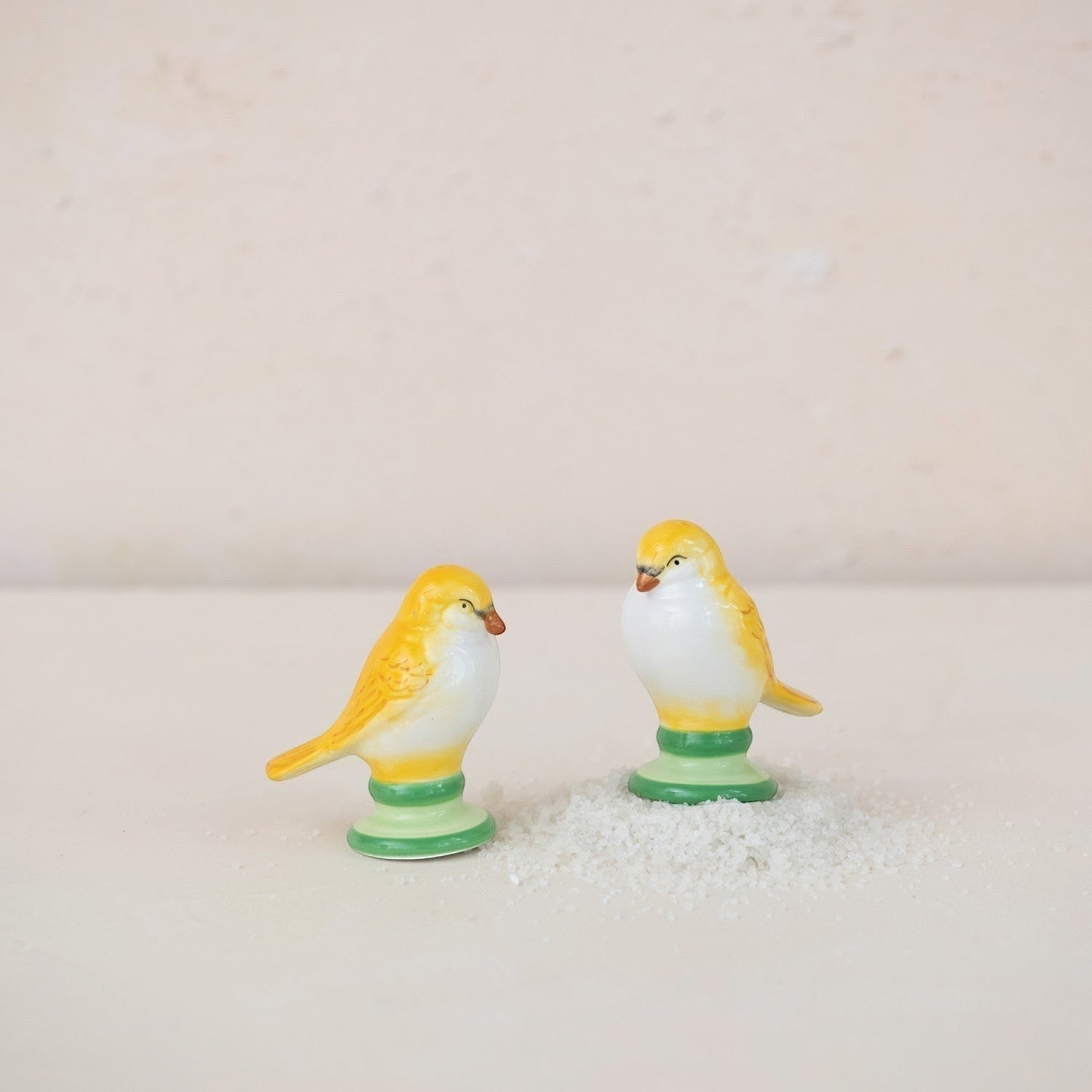 Ceramic Vintage Reproduction Lovebird Shaped Salt & Pepper Shakers - 3-1/4-in - Mellow Monkey