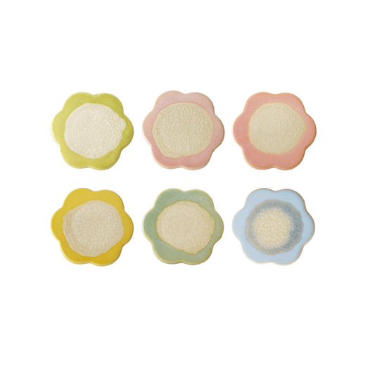 Stoneware Flower Trivet with Reactive Crackle Glaze - Mellow Monkey