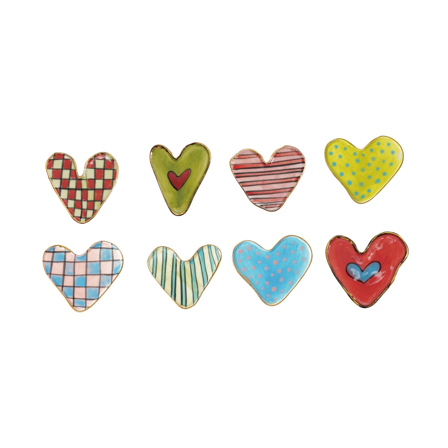 Hand-Painted Stoneware Heart Magnet - 2-in - Mellow Monkey