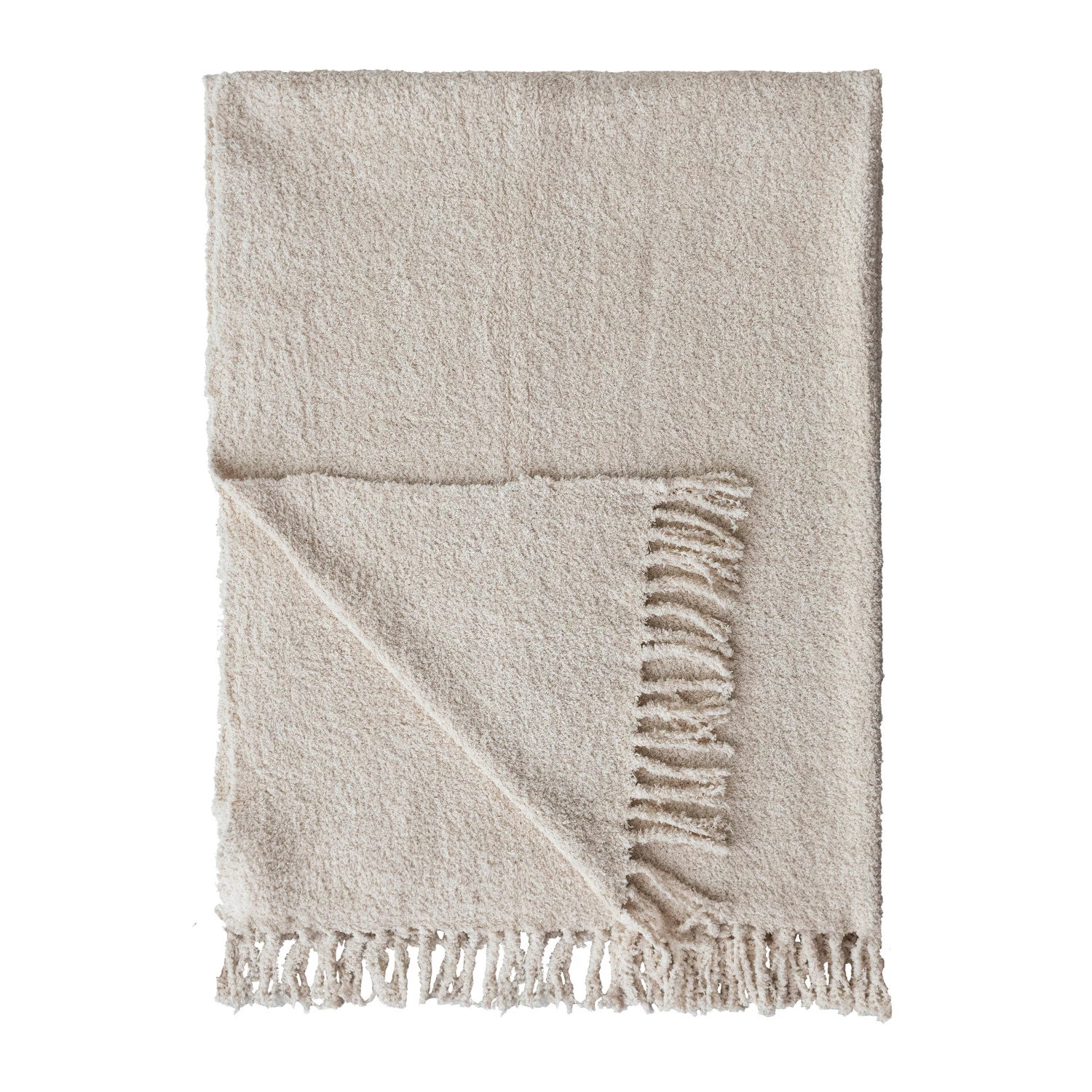 Cotton Chenille Throw with Fringe - 60-in - Mellow Monkey
