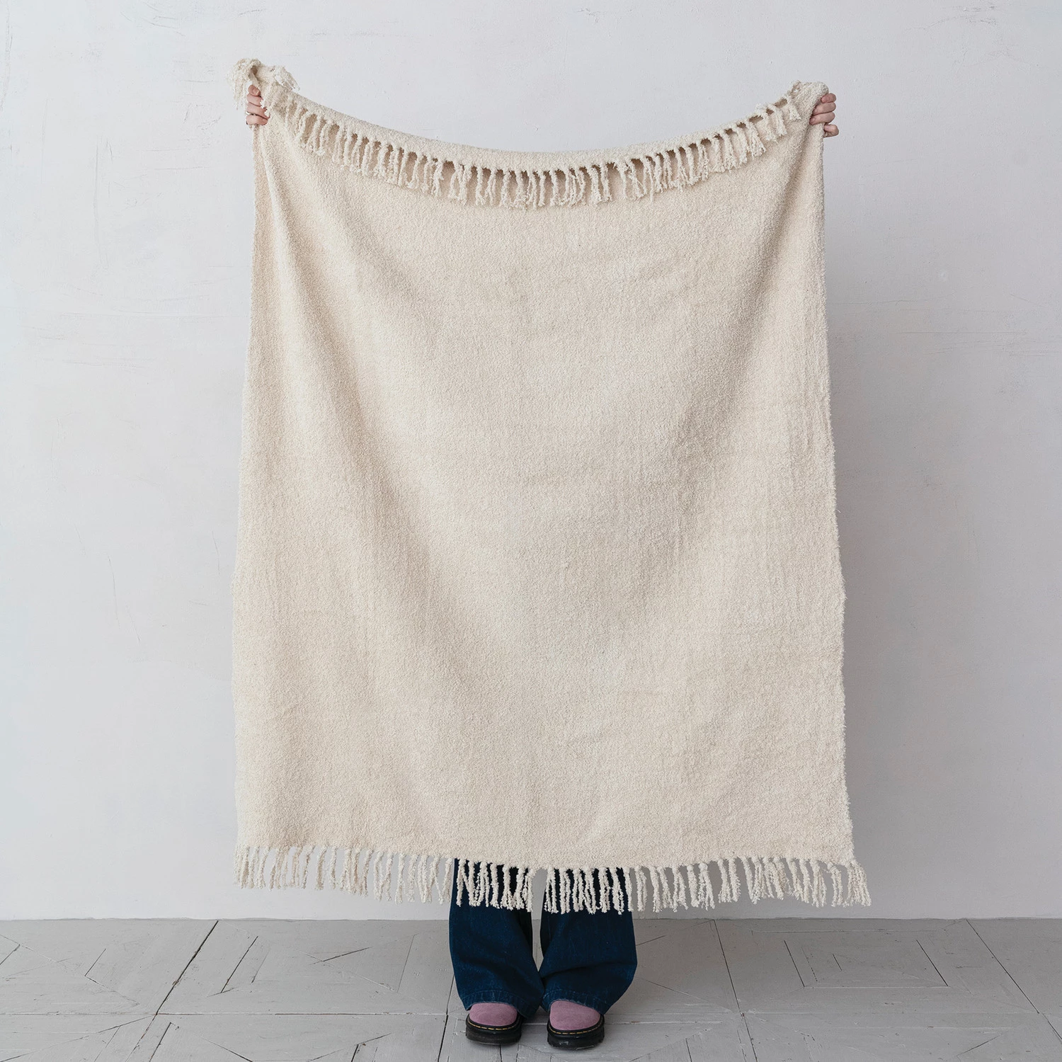 Cotton Chenille Throw with Fringe - 60-in - Mellow Monkey