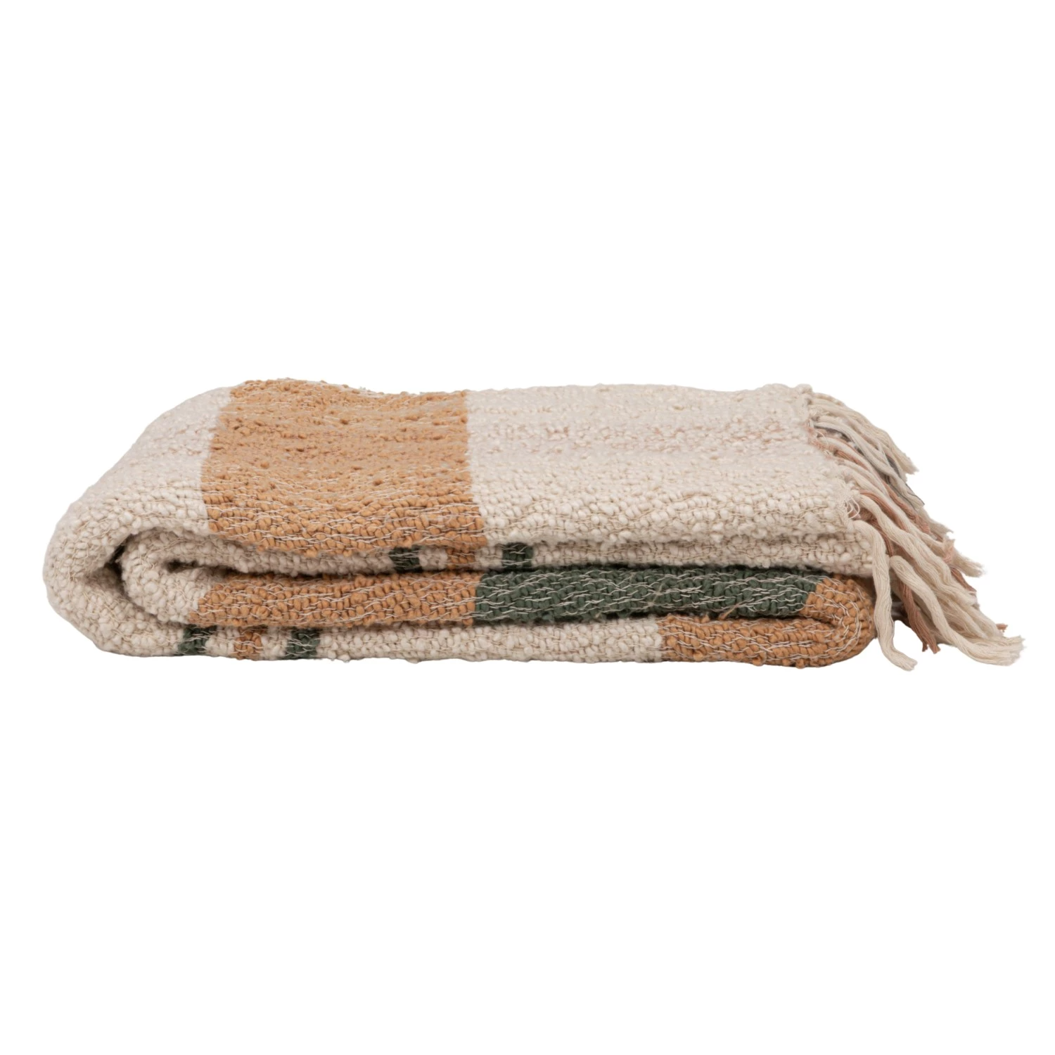Cotton Slub Striped Throw with Fringe - 60-in - Mellow Monkey