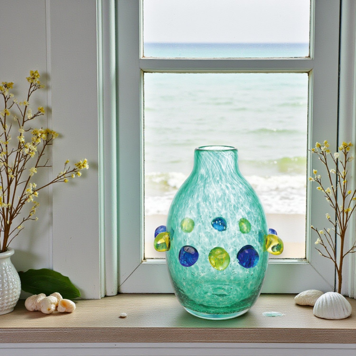 Hand-Blown Glass Vase with 3D Balls - 8-in - Mellow Monkey