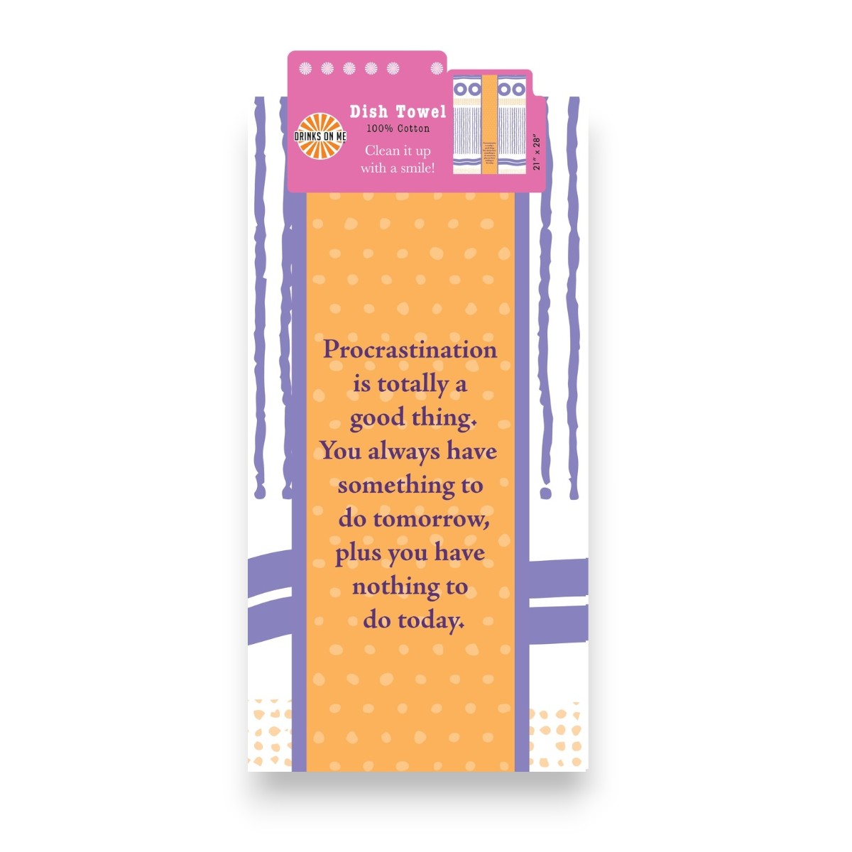 Procrastination - Funny Cotton Dish Towel - Mellow Monkey