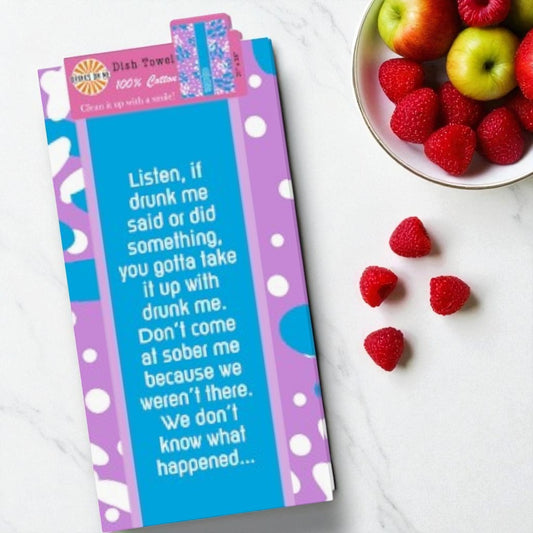 Drunk Me - Funny Cotton Dish Towel - Mellow Monkey