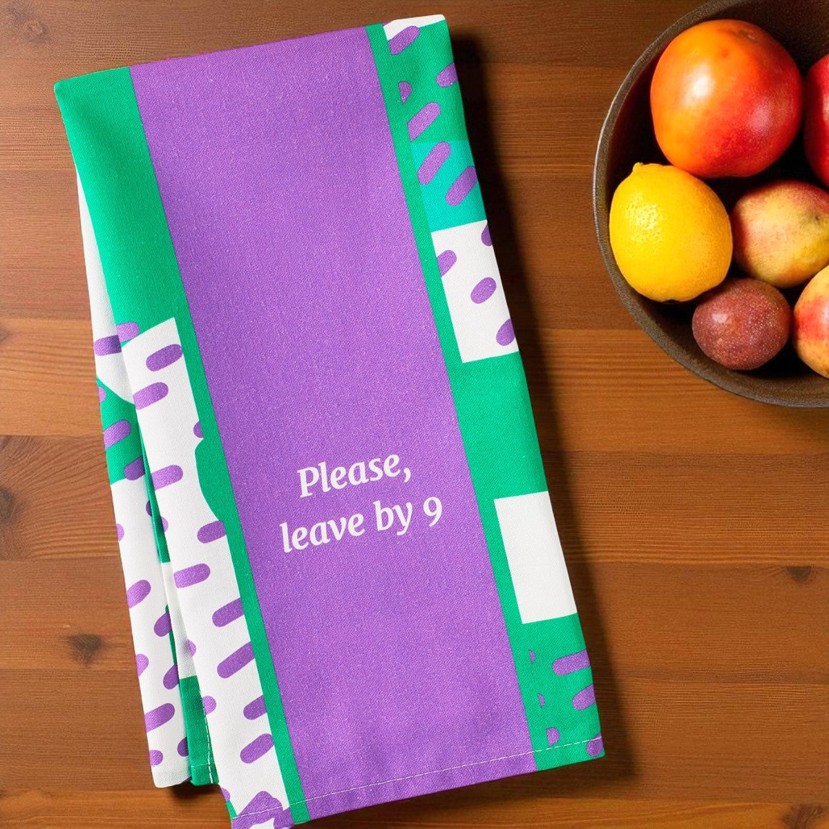 Leave by 9 - Funny Cotton Dish Towel - Mellow Monkey