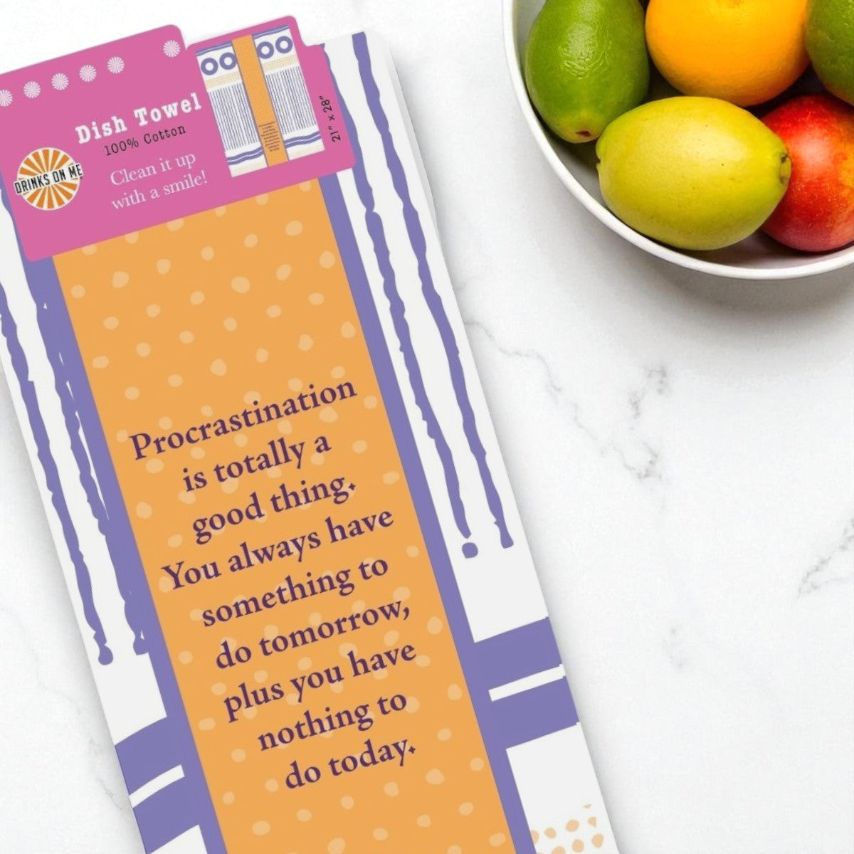 Procrastination - Funny Cotton Dish Towel - Mellow Monkey