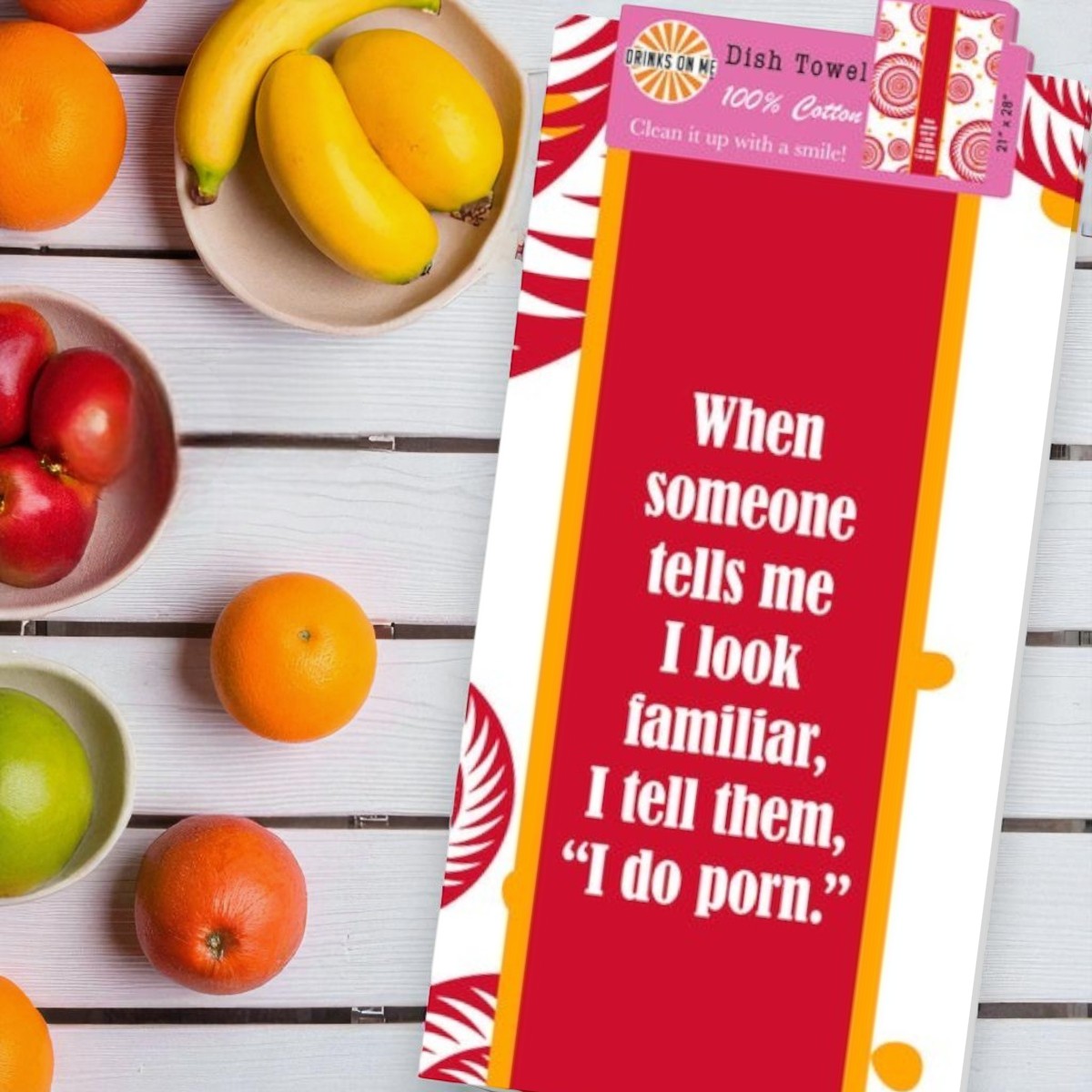 Porn - Funny Cotton Dish Towel - Mellow Monkey