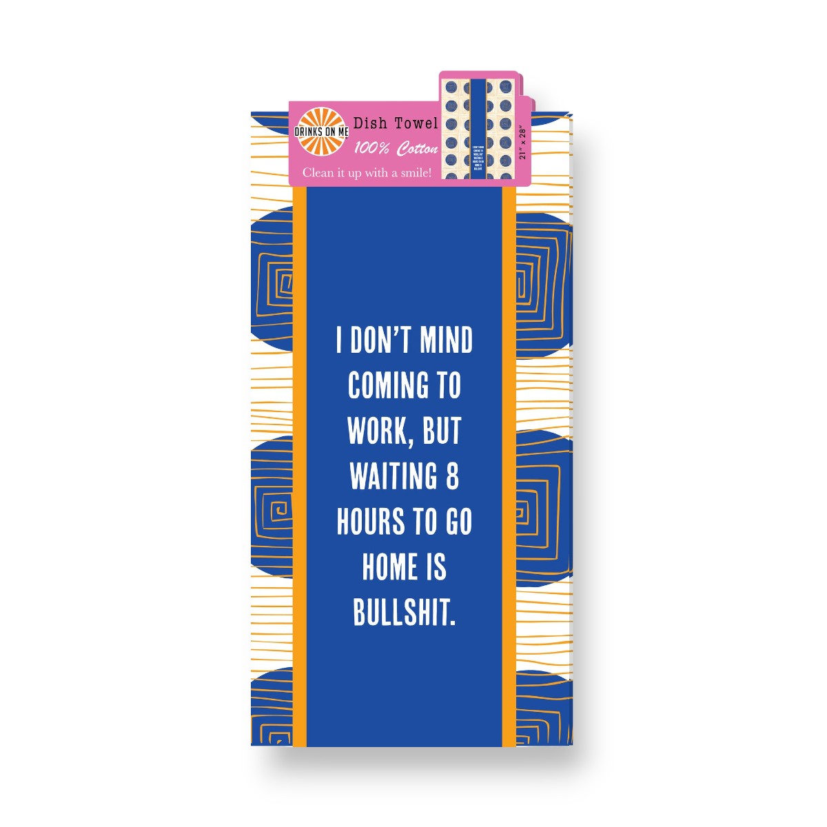 8 Hours - Funny Cotton Dish Towel - Mellow Monkey