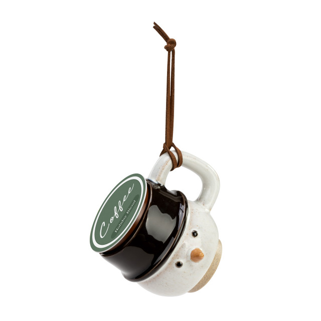 Snowman Coffee Mug with Coffee Pod Ornament - 2-1/2-in - Mellow Monkey