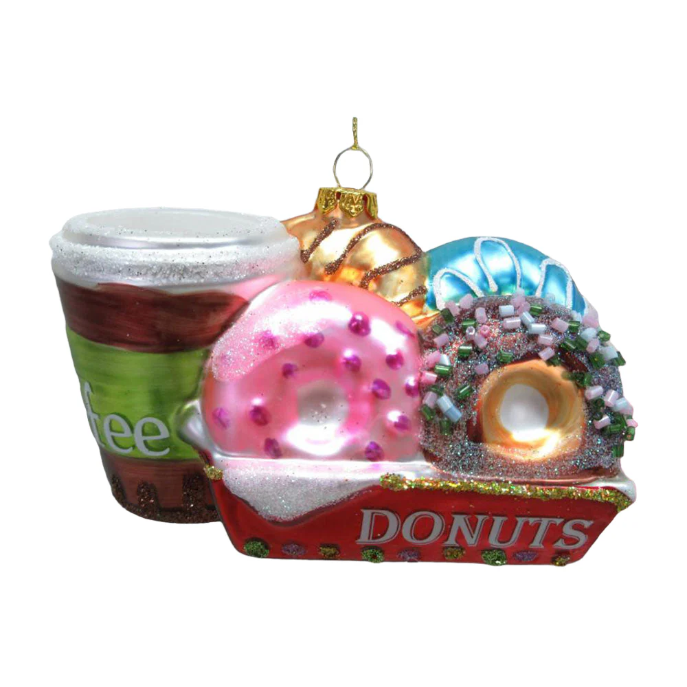 Donuts With Coffee- December Diamonds Holiday Ornament - Mellow Monkey